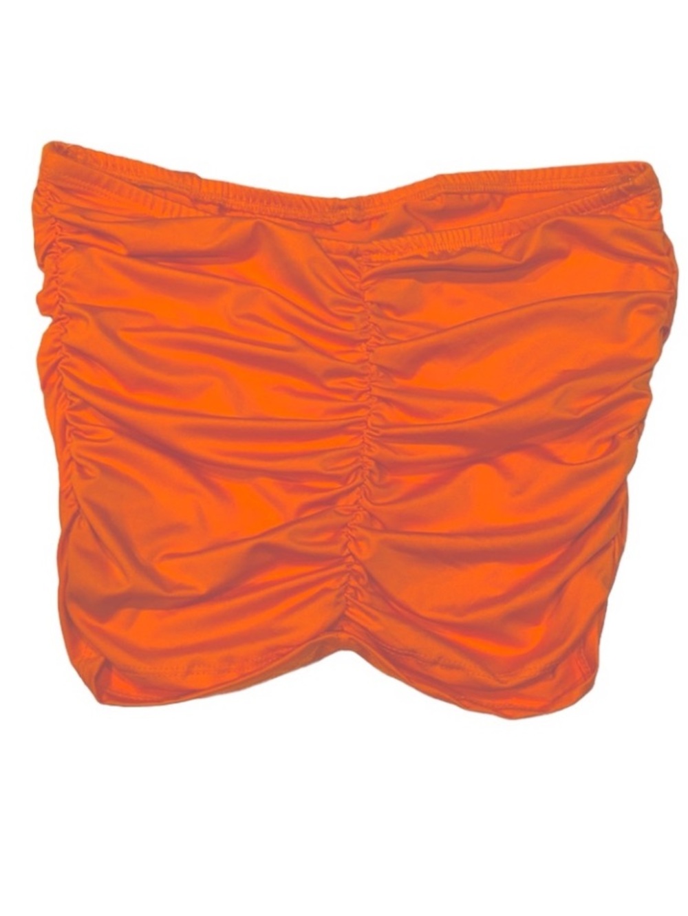 LIVE IN THE MOMENT Lined Ruched Neon Orange Crop Tube  Top  NWT Large